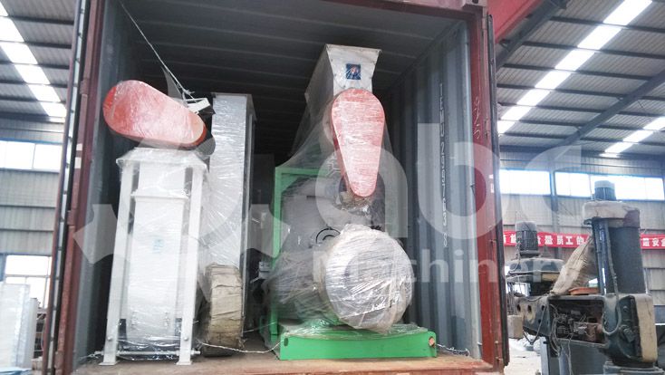 commercial scale feed pellet equipment loading in container